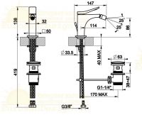 Смеситель в разных отделках Gessi Rilievo 59007 для биде с донным клапаном схема 2