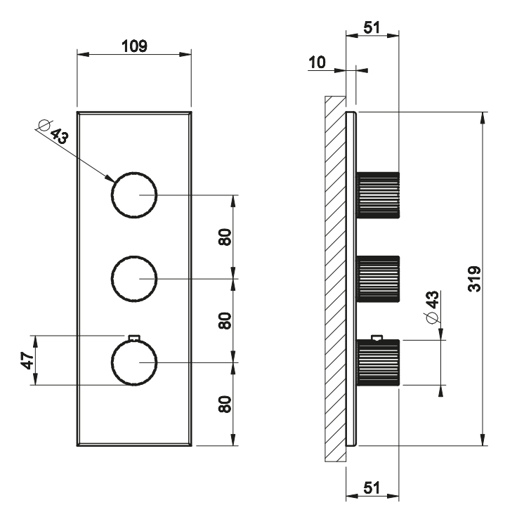 Смеситель для душа Gessi Incastri 75314 с термостатом 2 запорных вентиля ФОТО