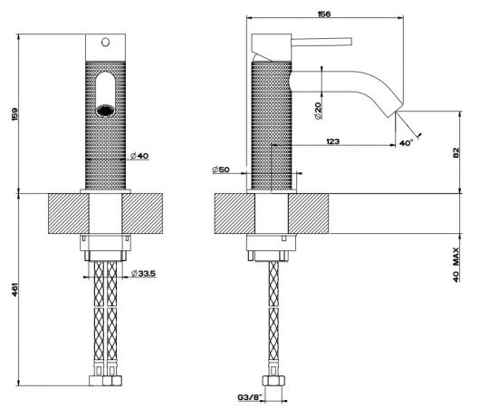 Смеситель для раковины Gessi Cesello 54402 без донного клапана схема 6