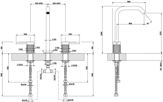 Смеситель для раковины Gessi Intreccio 54111 с фактурными ручками схема 6