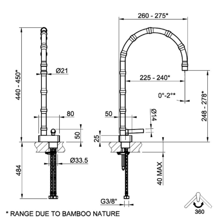 Смеситель для раковины Gessi Jacqueline 77003 с высоким поворотным изливом и металлическим вентилем без донного клапана ФОТО