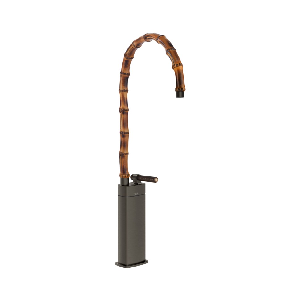 Смеситель для раковины Gessi Jacqueline 77209 высокий с высоким поворотным изливом и вентилем под дерево ФОТО