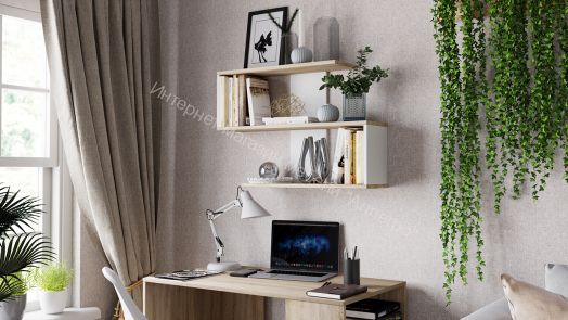 Полка настенная «Даймонд» Тип 1 - КМ+02.68.000.046 Дуб Сонома, Белый