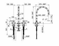 Смеситель для раковины Gessi Jacqueline 77215 со средним изливом и Г-образным вентилем под дерево схема 2