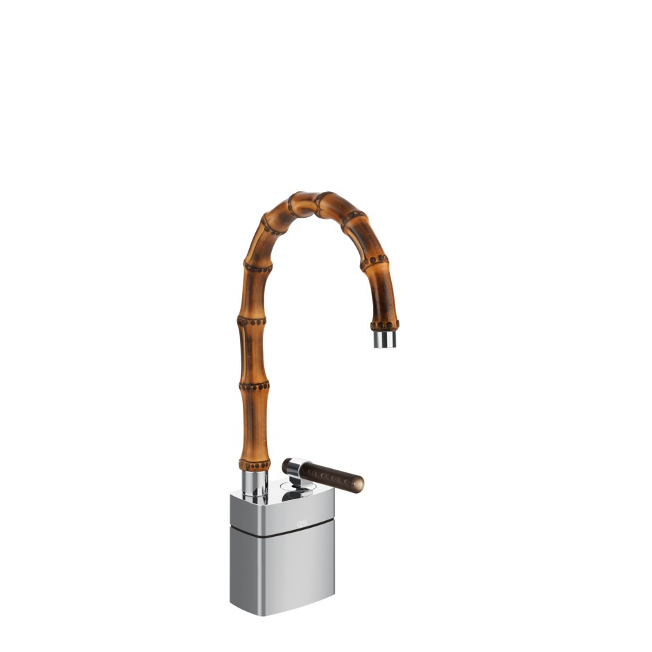 Изображение Смеситель для раковины Gessi Jacqueline 77227 средний с низким поворотным изливом и вентилем под дерево