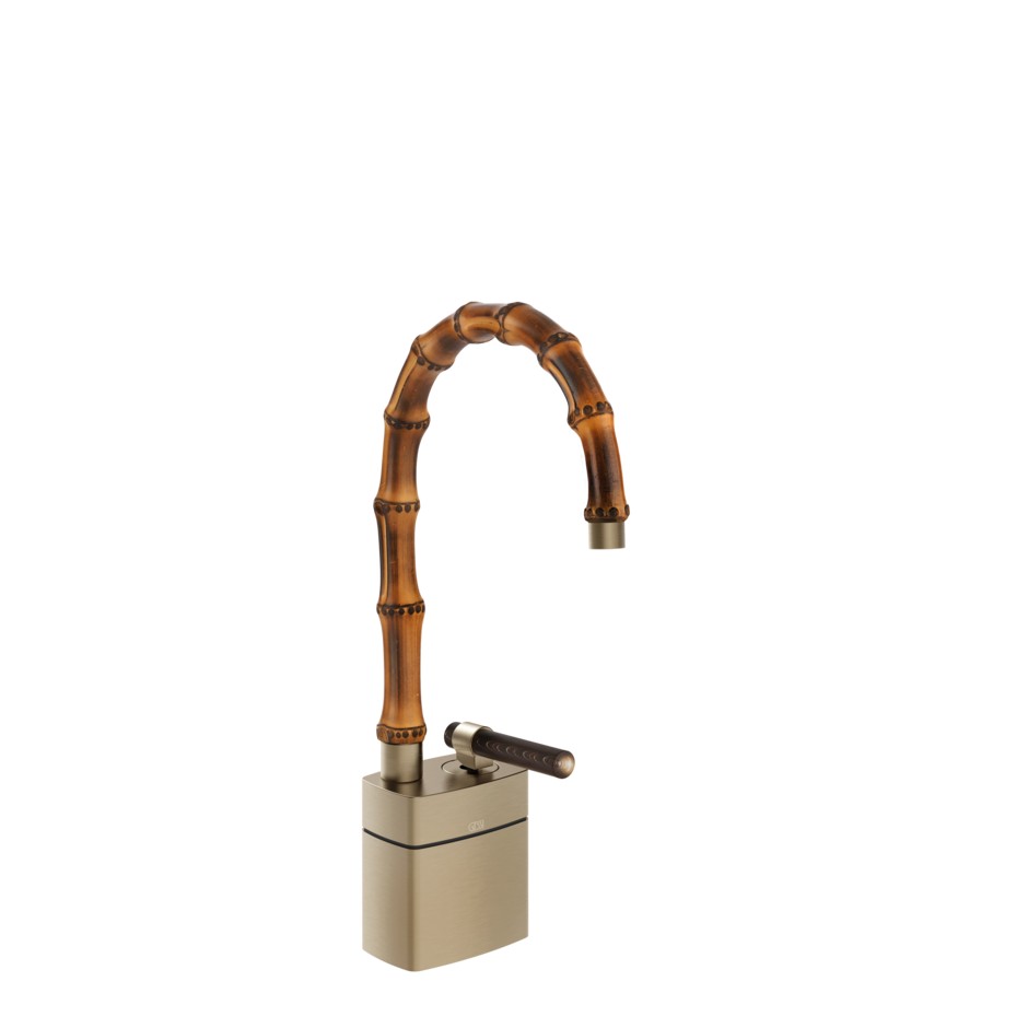 Смеситель для раковины Gessi Jacqueline 77227 средний с низким поворотным изливом и вентилем под дерево ФОТО