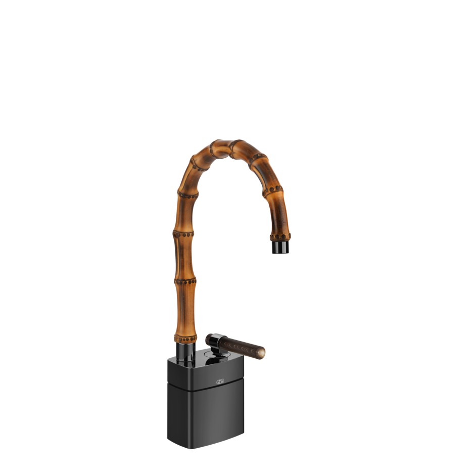 Смеситель для раковины Gessi Jacqueline 77227 средний с низким поворотным изливом и вентилем под дерево ФОТО