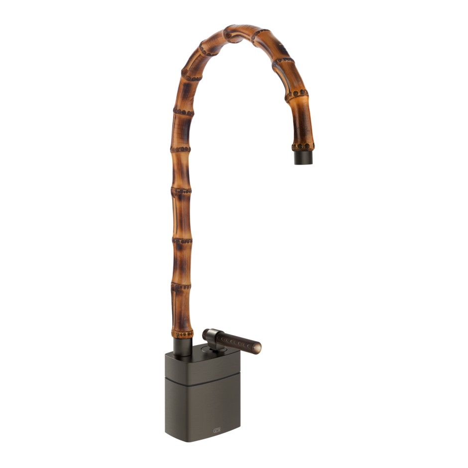 Смеситель для раковины Gessi Jacqueline 77233 средний с высоким поворотным изливом и вентилем под дерево ФОТО