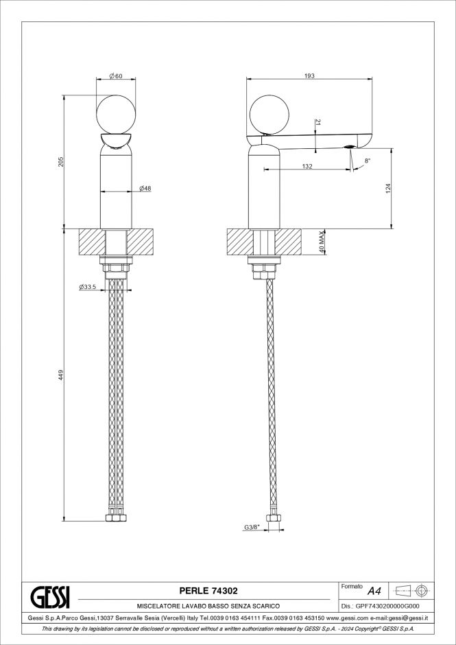 Смеситель для раковины Gessi Perle 74302 низкий с вентилем из камня Onyx Cola без донного клапана ФОТО