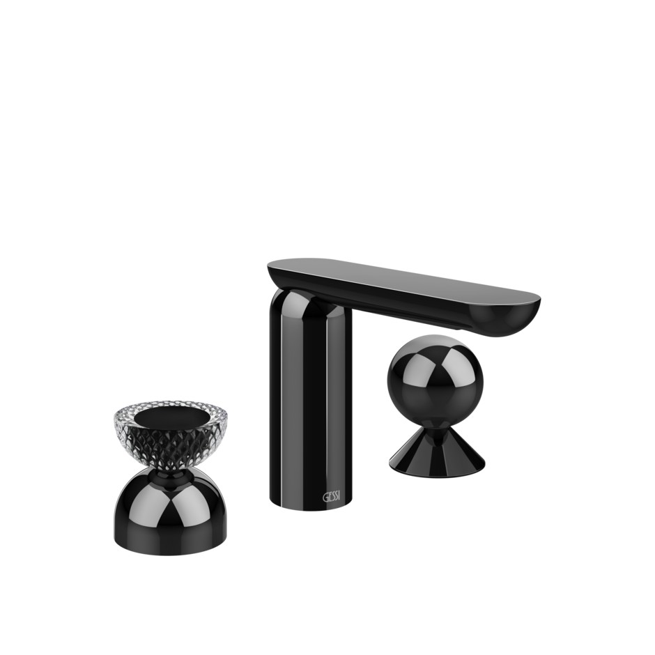 Смеситель для раковины Gessi Perle 74708 без донного клапана с вентилем-полусферой из муранского стекла Balloton и металлическим вентилем-сферой ФОТО