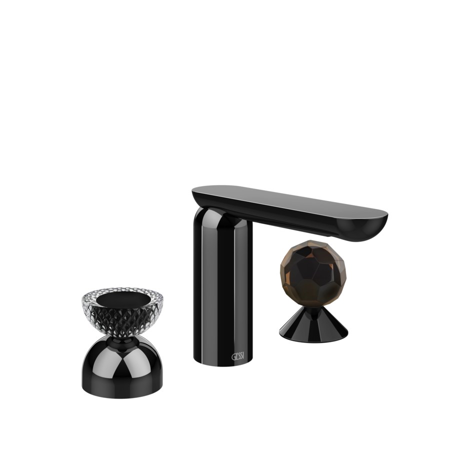 Смеситель для раковины Gessi Perle 74728 без донного клапана с вентилем-полусферой из муранского стекла Balloton и вентилем-сферой из муранского стекла Sfaccettato ФОТО