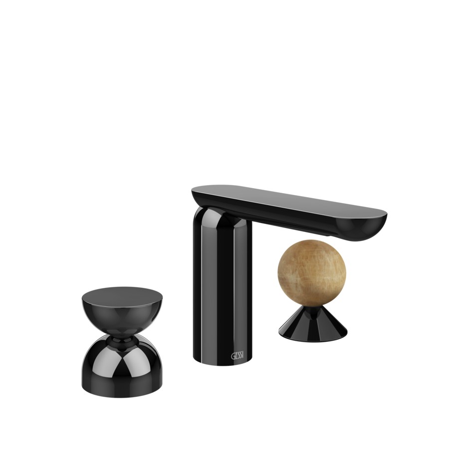 Смеситель для раковины Gessi Perle 74938 без донного клапана с металлическим вентилем-полусферой и вентилем-сферой из камня Onyx Cola ФОТО