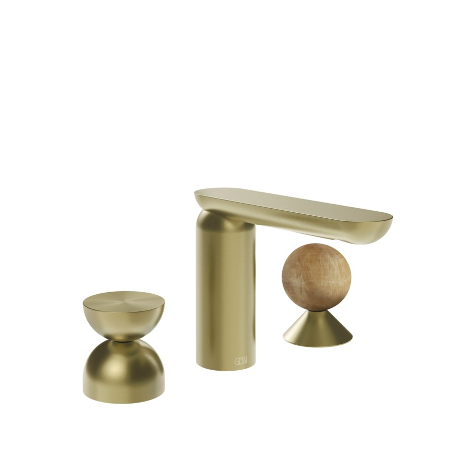 Смеситель для раковины Gessi Perle 74938 без донного клапана с металлическим вентилем-полусферой и вентилем-сферой из камня Onyx Cola ФОТО