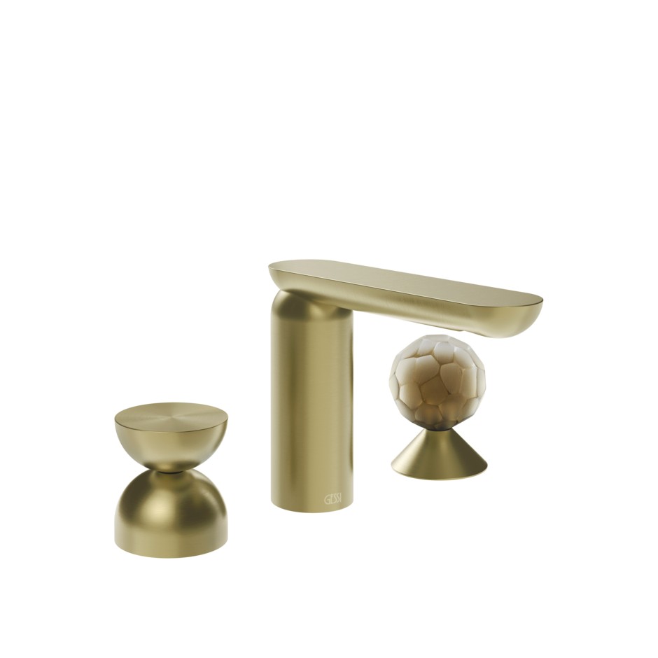 Смеситель для раковины Gessi Perle 74948 без донного клапана с металлическим вентилем-полусферой и вентилем-сферой из муранского стекла Battuto ФОТО