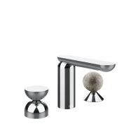 Смеситель для раковины Gessi Perle 74968 без донного клапана с металлическим вентилем-полусферой и вентилем-сферой из муранского стекла Pulegoso схема 6