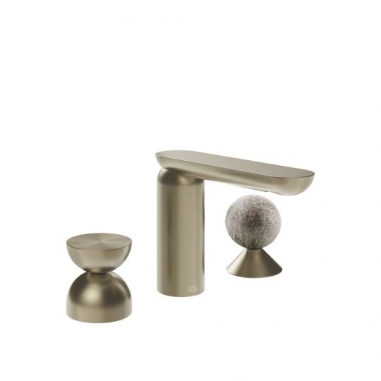 Смеситель для раковины Gessi Perle 74968 без донного клапана с металлическим вентилем-полусферой и вентилем-сферой из муранского стекла Pulegoso схема 9