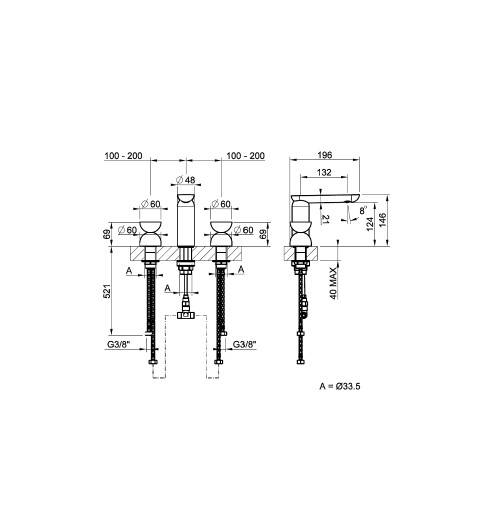Смеситель для раковины Gessi Perle 74996 без донного клапана с металлическими вентилями-полусферами ФОТО