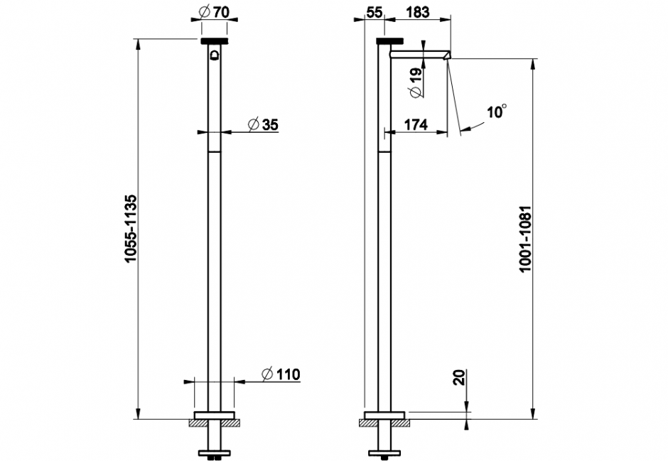 Смеситель напольный для ванны Gessi Anello 63393 ФОТО