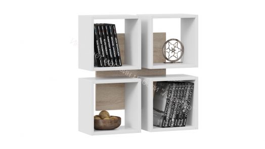 Полка настенная тип 8 Дуб Сонома, Белый (поры дерева)