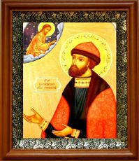 Икона Ростислав Киевский в киоте с басмой Виноградная Лоза (UV-печать)(30814)