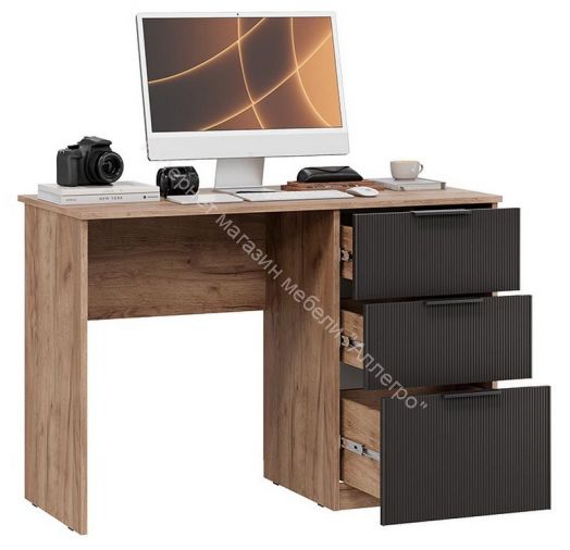 Стол письменный «Графит» Дуб Крафт Табачный, Холст Вулкан