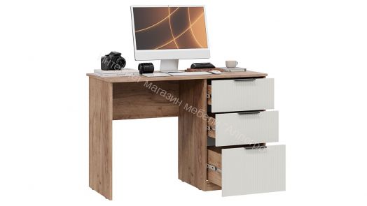 Стол письменный «Графит»Дуб Крафт Табачный, Холст Белый