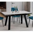 Стол обеденный «Дэкстон» тип 1 Черный муар, Керамика матовая серый мрамор