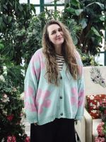 Кардиган с цветами мята