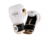 Перчатки боксерские Clinch Contender бело-черно-золотые, 10 унц., артикул C184