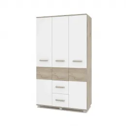 Виора В34 Шкаф 3-х дв. с ящ. (ш1200*г520*в2100мм) Дуб серый-белый