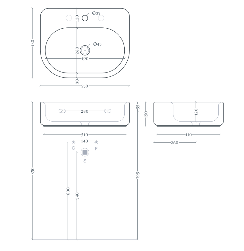 Закругленная раковина Artceram Wonder WNL003 55x43 см подвесная или накладная ФОТО