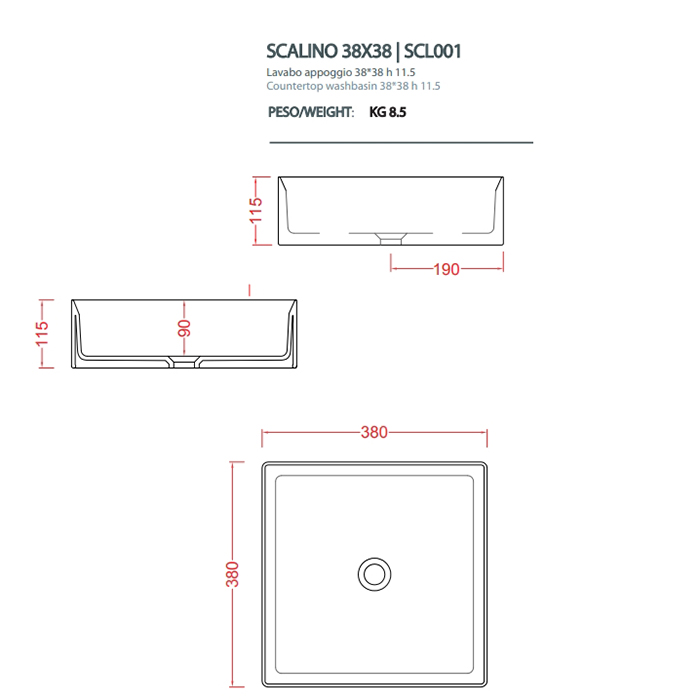 Раковина Artceram Scalino SCL001 38х38 цвет белый ФОТО