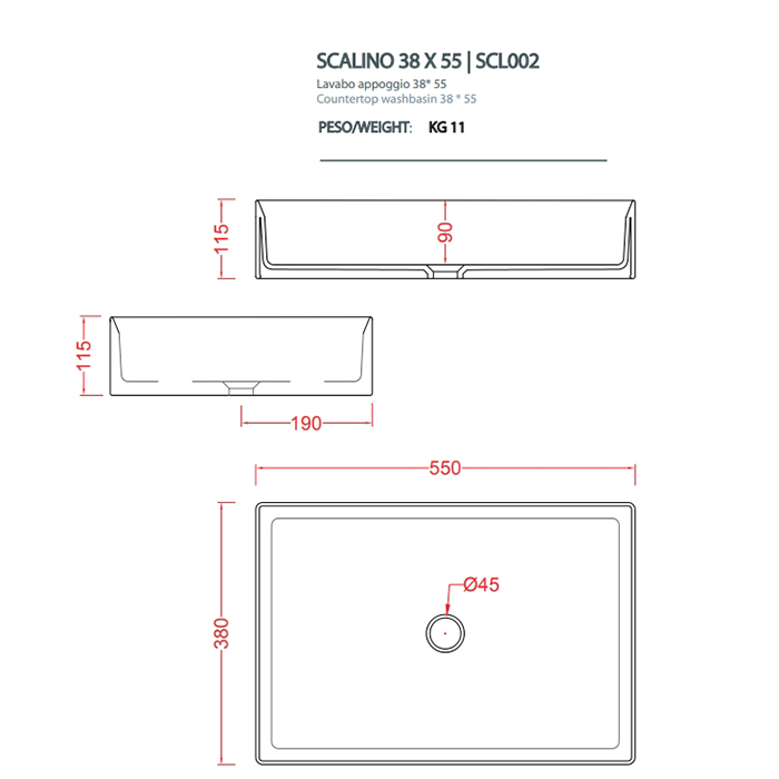 Раковина Artceram Scalino SCL002 55х38 ФОТО