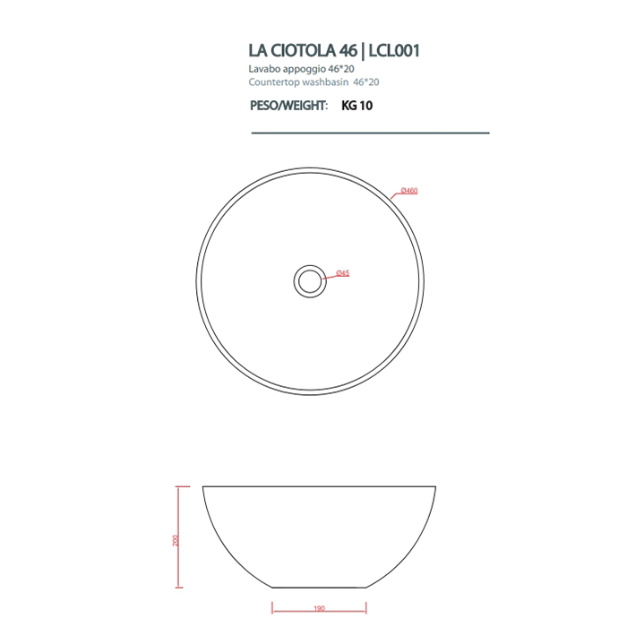 Накладная раковина Artceram La Ciotola LCL001 46х46 ФОТО