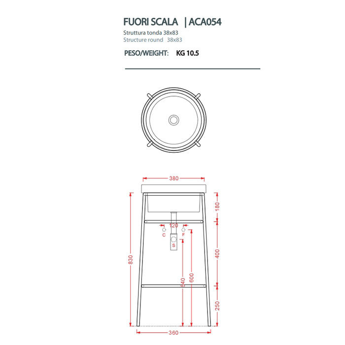 Консоль для раковины напольная Artceram Fuori Scala ACA054 38х38 ФОТО