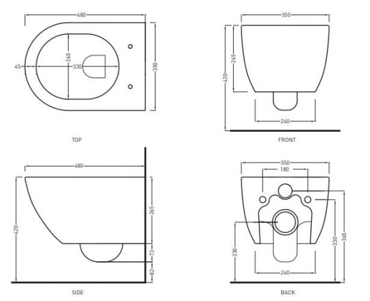 Унитаз подвесной без ободка Cielo Ceramica Enjoy EJVSKR схема 2