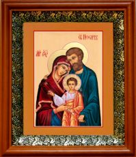 Икона Святое Семейство в киоте с басмой Виноградная Лоза (UV-печать)(33156)