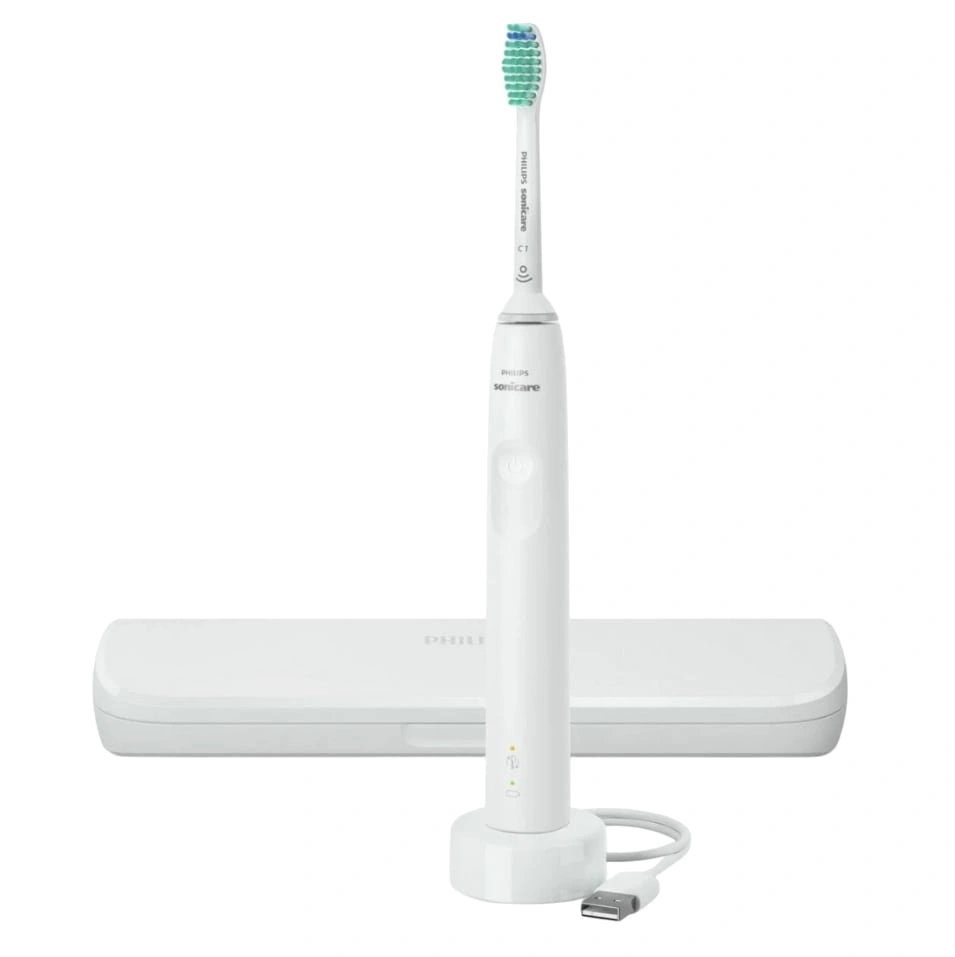 Электрическая звуковая зубная щетка Philips Sonicare 3100 Series HX3673/13 с дорожным футляром, белый