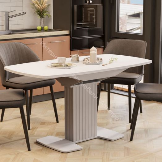 Стол обеденный раздвижной «Хилтон» Тип 1 Кашемир, Стекло матовое кашемир