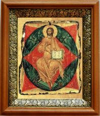 Икона Спас в силах в киоте с басмой Виноградная Лоза (UV-печать)(33171)