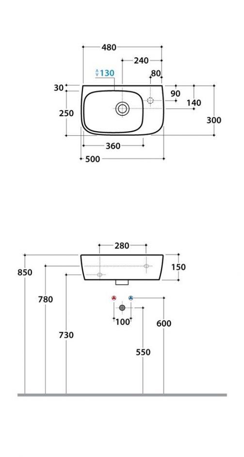 Мебельная накладная раковина Globo Genesis GE047 50 х 30 ФОТО