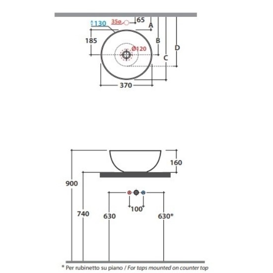 Накладная раковина Globo T-Edge B6T37 37 х 37 ФОТО