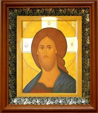 Икона Спас Оплечный в киоте с басмой Виноградная Лоза (UV-печать)(30911)