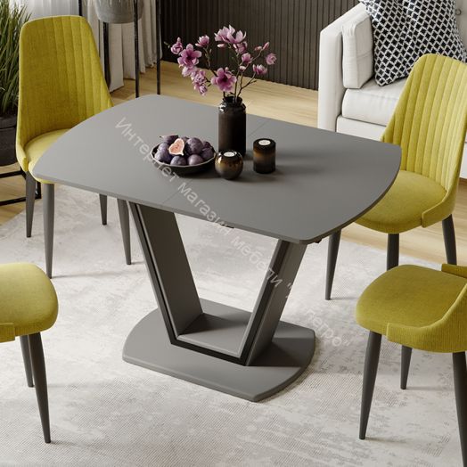 Стол обеденный «Дели» Тип 2 Серый софт, Стекло матовое серое