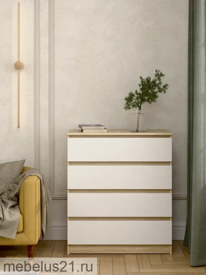 Комод Прайм 800.4 Сонома/Белый