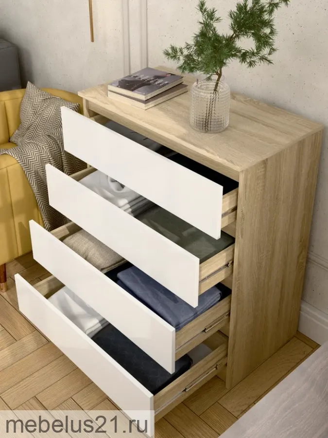 Комод Прайм 800.4 Сонома/Белый