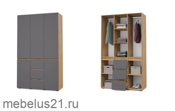 Шкаф 3-х дверный с ящиками Тифани Т34