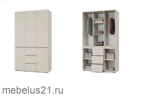 Шкаф 3-х дверный с ящиками Тифани Т34