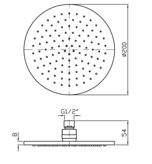 Лейка для верхнего душа Zucchetti 20 см Z94265 схема 2