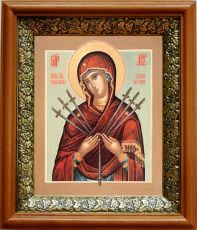 Икона Умягчение злых сердец в киоте с басмой Виноградная Лоза (UV-печать)(33190)